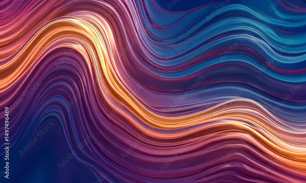 Poster abstract colorful wave pattern with orange and blue colors creating dynamic flowing motion backgroun