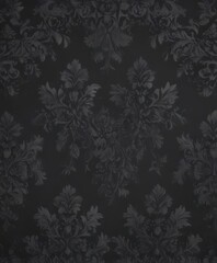 Subtle black floral damask, dark grey backdrop  , gothic, decorative, black