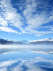 Fototapeta premium Serene Mountain Lake Reflection A Breathtaking Landscape Photograph