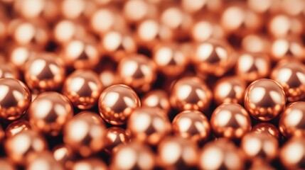 Shimmering copper beads in close-up detail