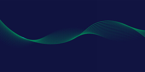 Abstract glowing wave lines on green background. Dynamic wave pattern. Modern flowing wavy lines. Futuristic concept. Suit for banner, poster, cover, brochure, flyer, website