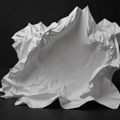 Obraz premium Soft shadows dance across a dramatically crumpled sheet of white paper, set against a deep black background , folds, lighting
