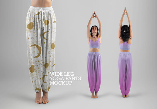 Mockup of Wide Leg Pants and Yoga Top. Front and Back