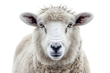 Fototapeta premium Close up portrait of a fluffy white sheep.