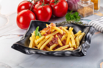 French fry potato with bacon