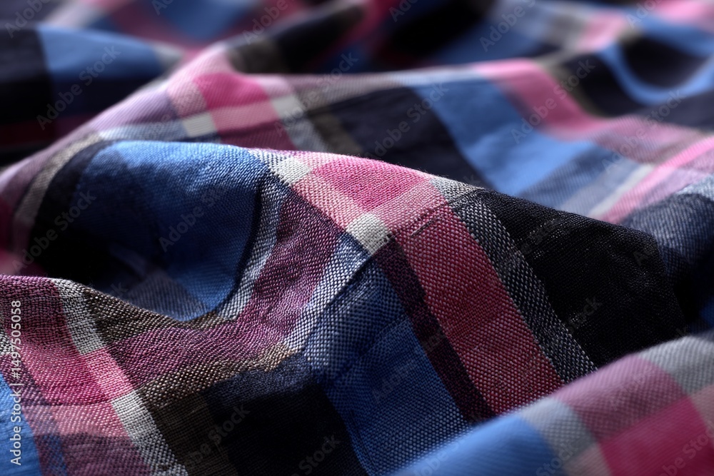Aufkleber colorful checkered fabric close up showcasing intricate patterns and textures in lighting