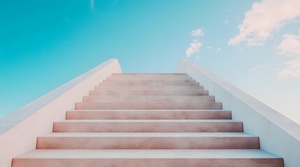 Stairs leading into the sky, symbolizing a spiritual journey or infinite growth.