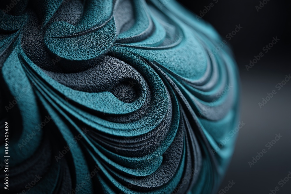 Poster Intricate texture and design on a decorative vase showcasing unique craftsmanship in deep tones and swirling patterns