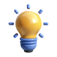 light bulb idea 3d icon illustration on transparent background