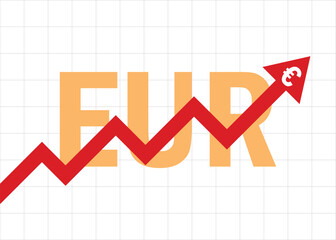 EUR Euro currency arrow graph going up