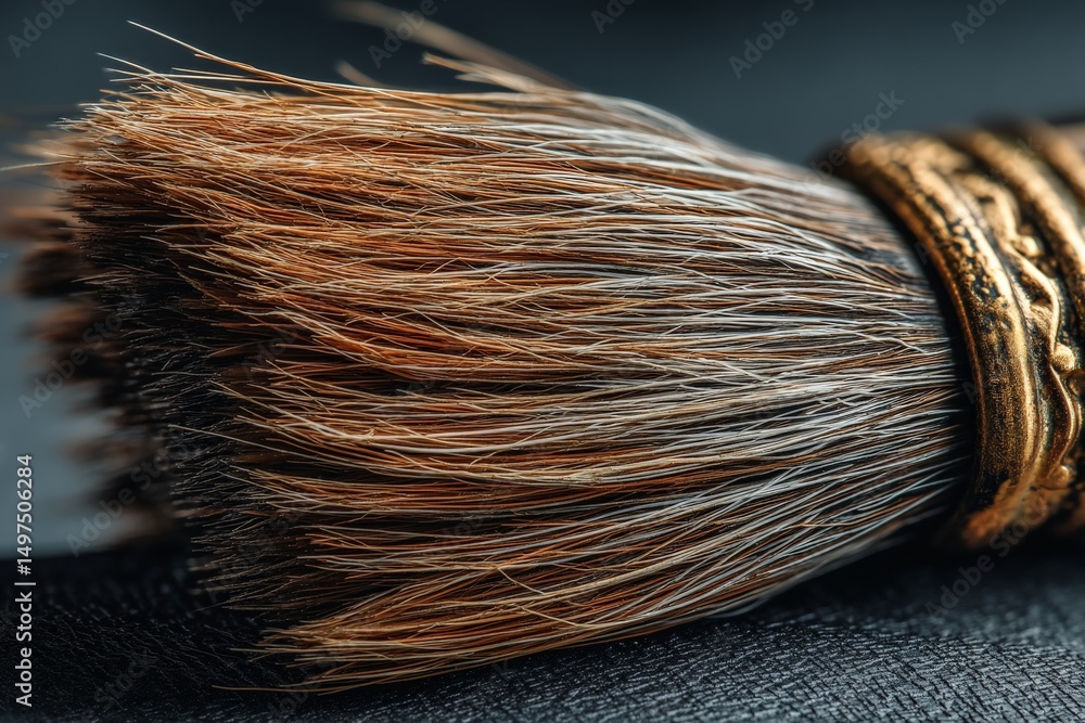 Poster artisan brush with fine bristles showcasing craftsmanship and detail in a close-up view