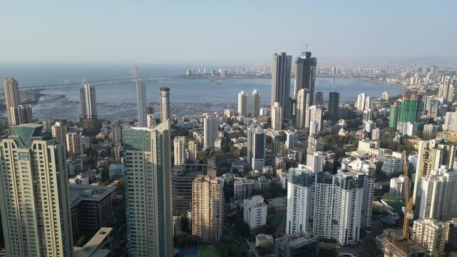 Worli Mumbai Downtown, Skyline, Cityscape Drone top View