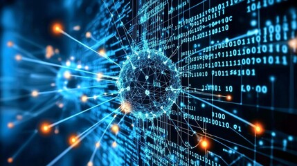 Visual representation of binary code as transmission lines.