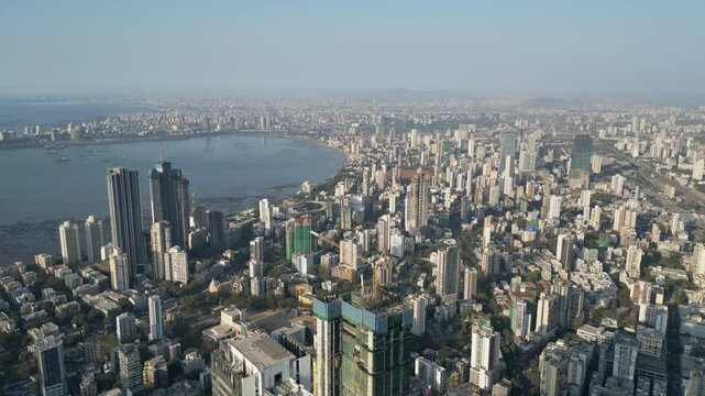 Mumbai Model City Worli Sea Link And Tower drone 4K Footage