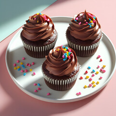 chocolate cupcake on white background