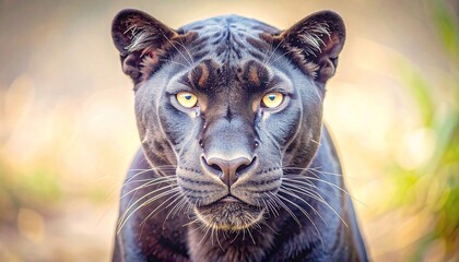 beautiful detailed close up image of a black panther looking at camera