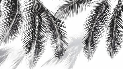 Fototapeta premium Monochrome Palm Fronds and Shadows Tropical Summer