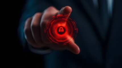 Naklejka premium Biometric access scanner with digital interface for secure authentication