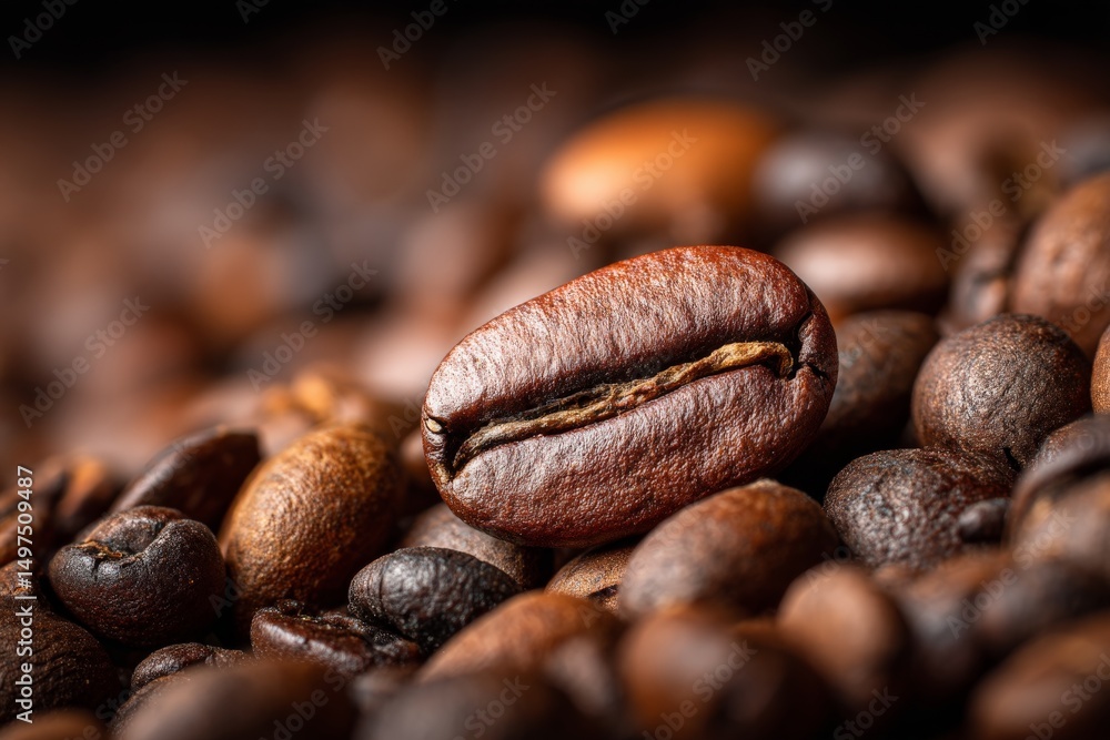 Aufkleber coffee beans arranged in a close-up view highlighting their rich color and texture