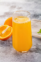 Fresh orange juice in the glass