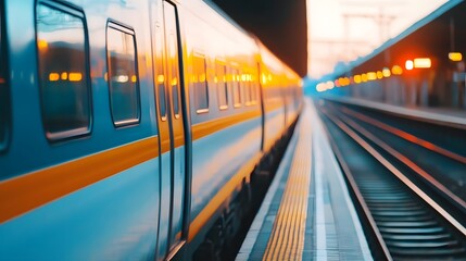 Futuristic railway infrastructure in motion