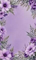 Purple floral watercolor background for memorial service,  obituary,  respect
