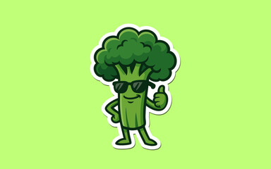 vector illustration of a green broccoli sticker