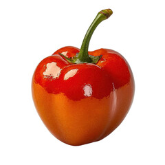 Vibrant Fresh Red Bell Pepper on White Background with Glossy Surface and Natural Texture Ideal for Healthy Cooking and Food Photography Transparent background, PNG