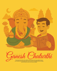 Indian Spiritual God Ganesh chaturthi Celebration Social Media Post Template