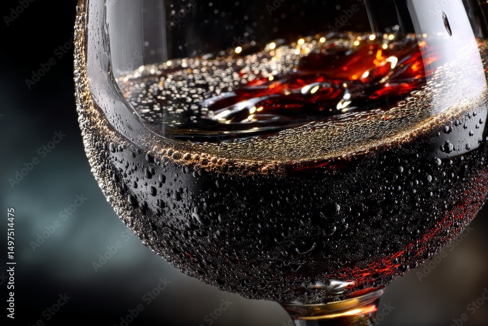 Aufkleber sparkling drink in a glass with bubbles captured in low light setting at a bar during evening relaxa