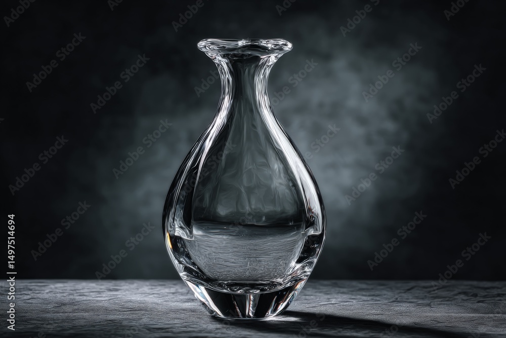 Poster elegant glass vase with intricate design on a dark background