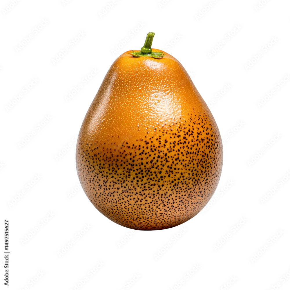 Poster fresh and juicy pear with smooth skin and unique texture highlighted against a clean white backgroun