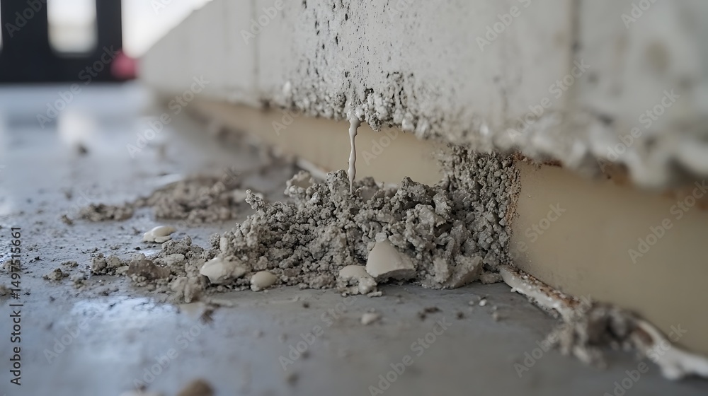 Aufkleber view of deteriorating concrete slab in a construction setting