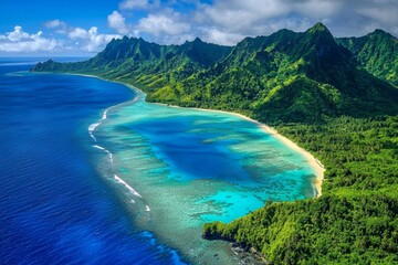 Obraz premium Discover the tranquil escape of an untouched paradise in the South Pacific.