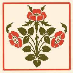 Art Nouveau Floral Victorian Motif for Wallpaper, Textile, Upholstery 