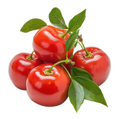 Fresh Red Apples with Green Leaves Perfectly Arranged for Healthy Snack, Recipe Inspiration, or Colorful Food Display Transparent background, PNG