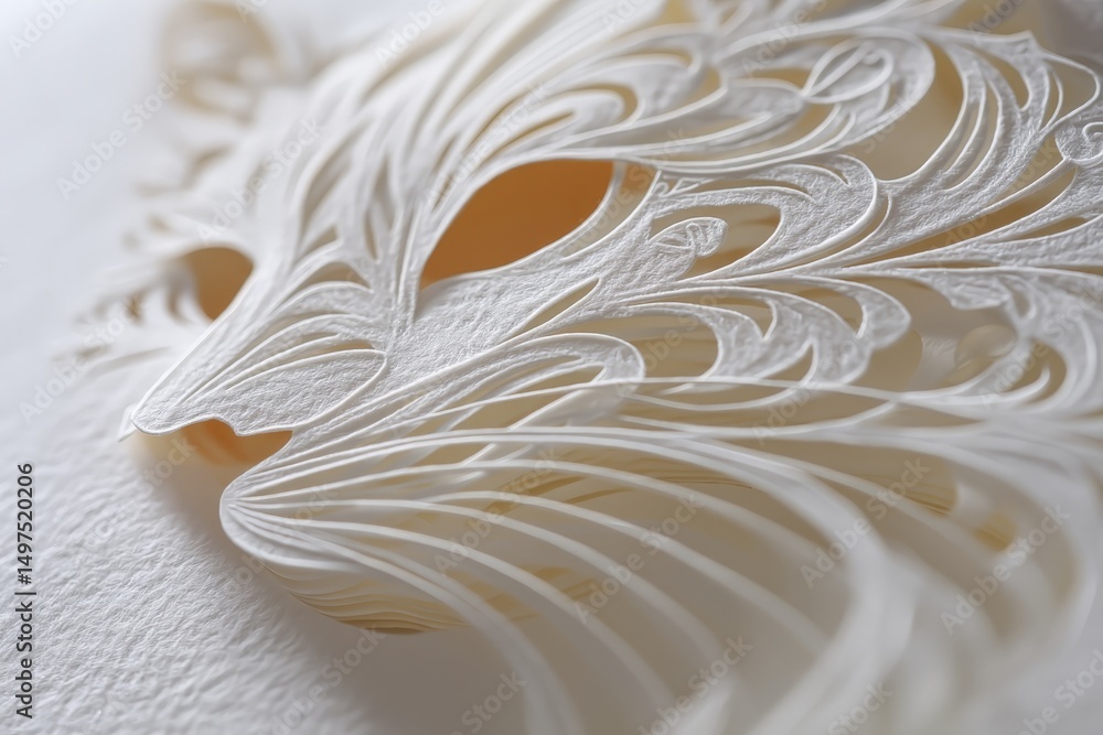 Poster intricate paper art of a lion's face showcasing delicate craftsmanship and creativity in a close-up 