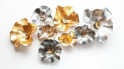 siliver and gold Statement wall art isolated on white background