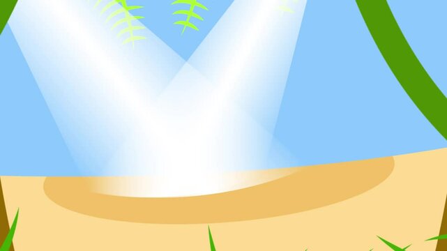 Jungle with green plants leaves trees and ropes light reveal vector animation