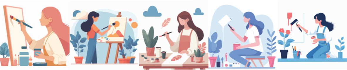 a woman is painting