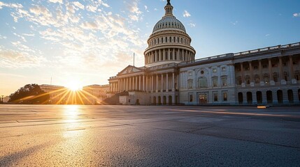 Fototapeta premium The Majestic US Capitol Building Illuminated by Sunset