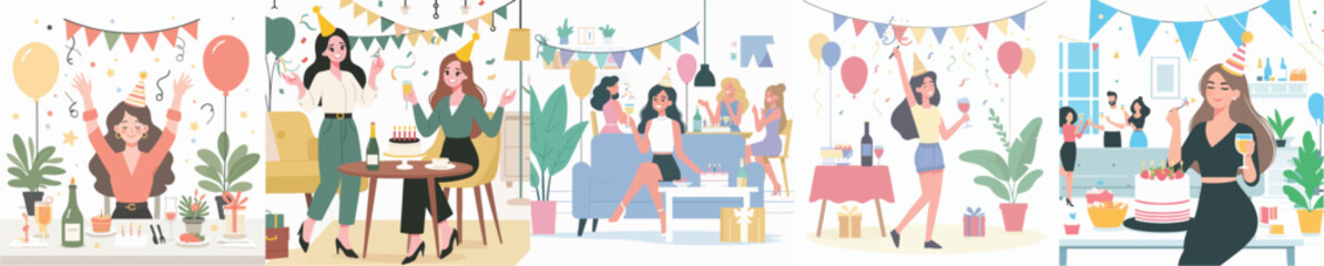 a woman is having a party