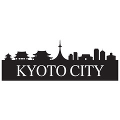 Fototapeta premium Kyoto skyline horizontal banner. Black Kyoto City, Japan. Vector template for your design. Vector black silhouette. with white background