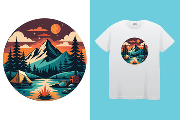 Mountain hiking t shirt design