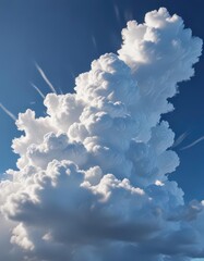 Luminous white cloud, sharply defined against deep blue sky ,  light,  landscape,  sky
