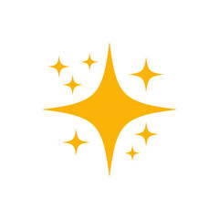 Sparkle icon, Yellow star shine symbol, Glowing twinkle graphic, Clean sparkle design, Bright shine vector, Glitter effect icon, Radiant sparkle symbol, vector illustration.