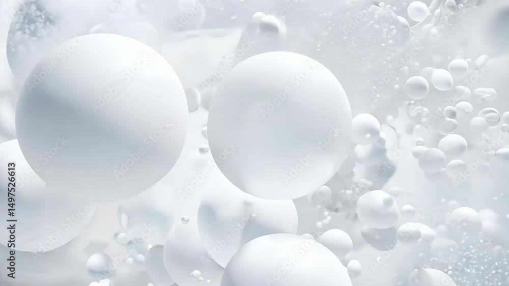Poster lots of beautiful chaotic and slow translucent spheres on a dark background. suitable for abstract d