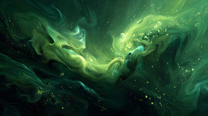 Blue light fractal design pattern with smoke and dark green nature textures in motion background concept