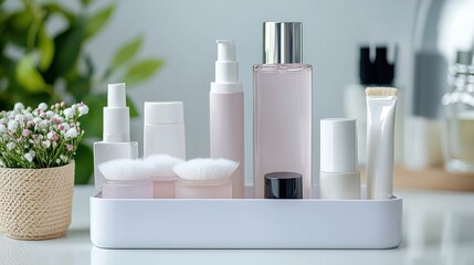 Skincare organizer isolated on white background