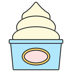 바닐라 아이스크림 컵 일러스트